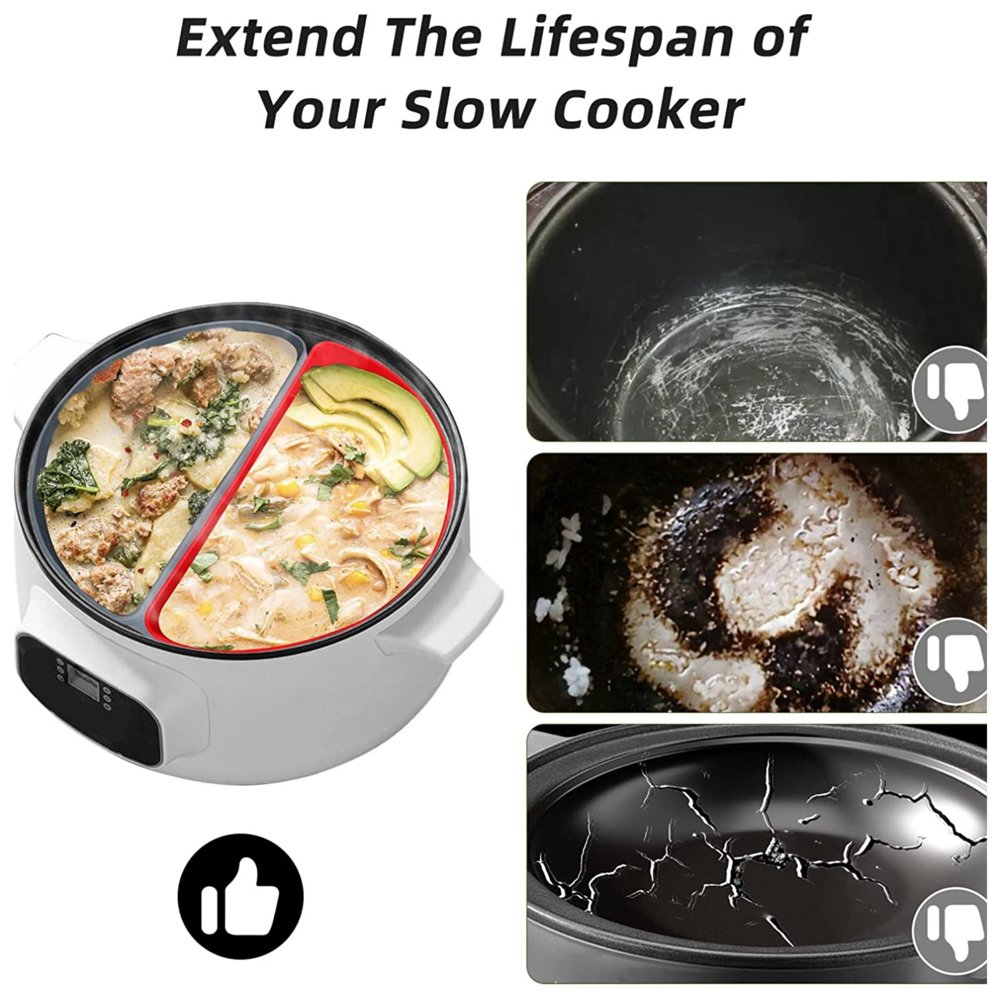 Slow Cooker Liners Reusable Crock Pot Liner Leakproof & Fryer Tray