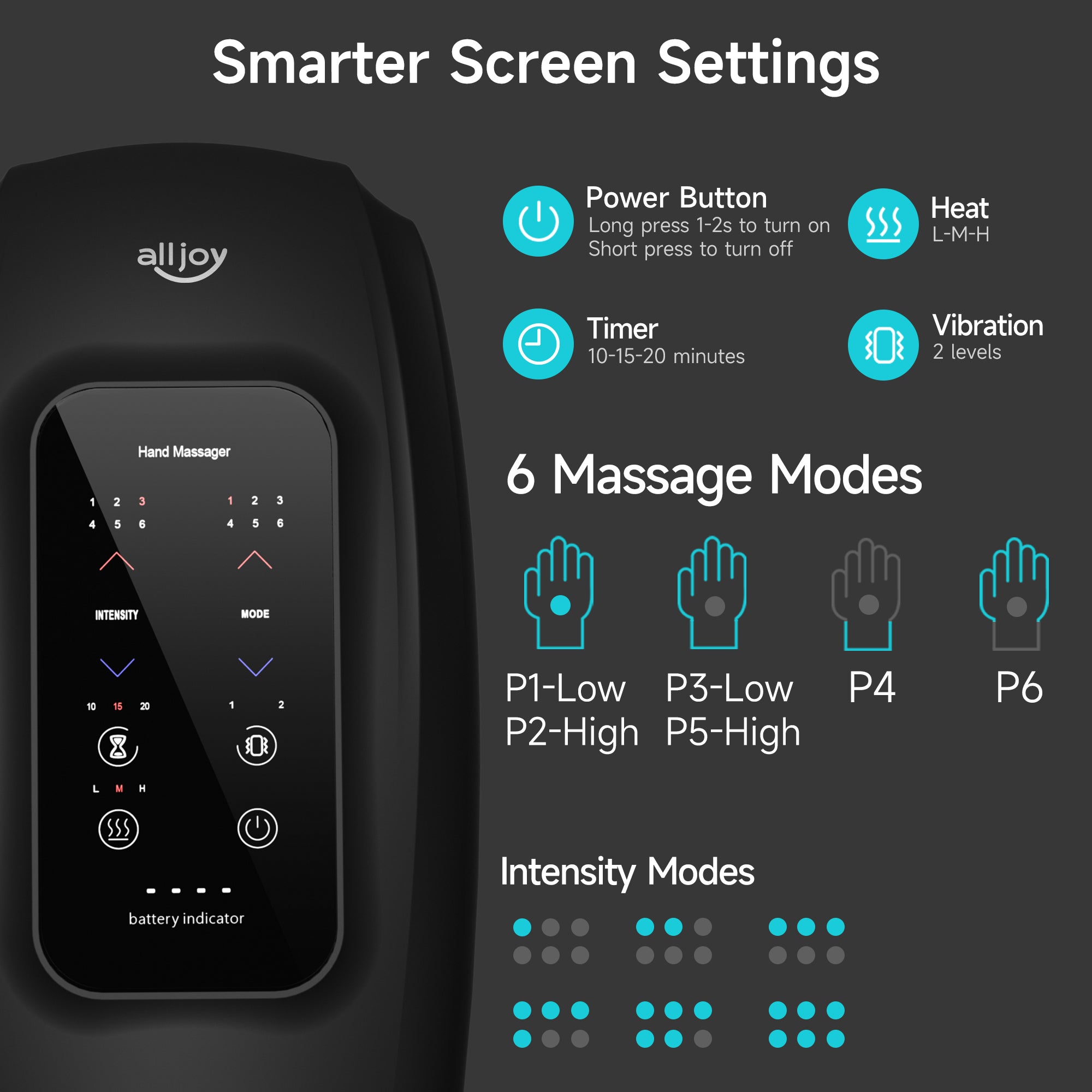 ALLJOY Touchscreen-Handmassagegerät, schnurlos, Geschenke für Männer, Frauen, Mama, Papa 