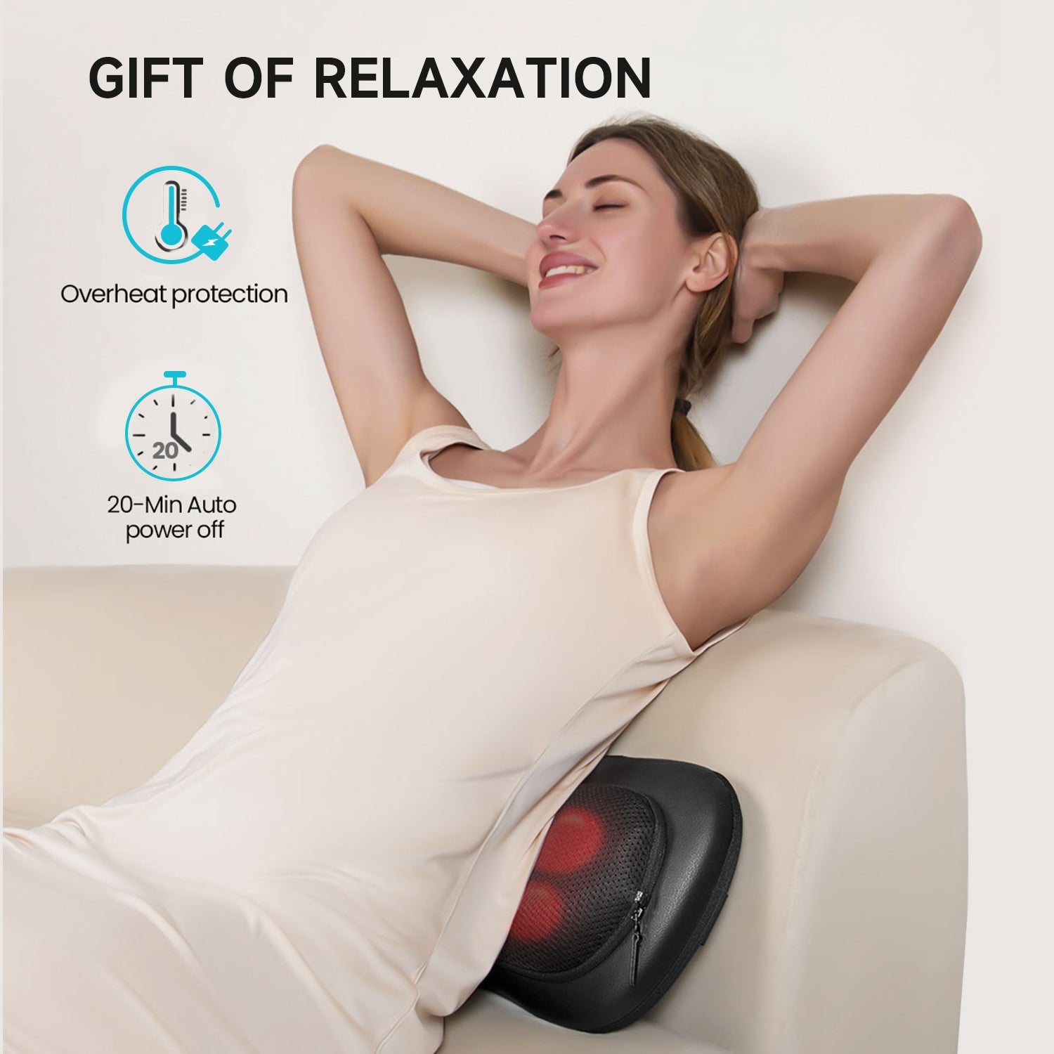 ALLJOY Cordless Shiatsu Neck and Back Massage Pillow with Heat – ALL JOY  Official